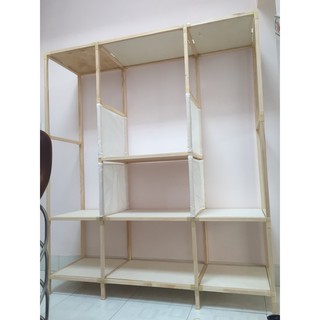 Tủ Vải Khung Gỗ 3 Buồng | Tủ đựng quần áo vải| FREESHIP