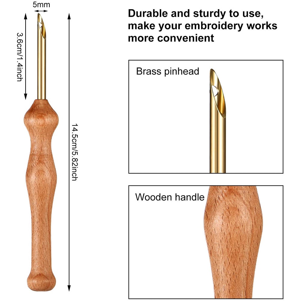 Set 2 Bút Thêu Tay Cầm Bằng Gỗ Có Thể Điều Chỉnh Phù Hợp Để Thêu Thùa