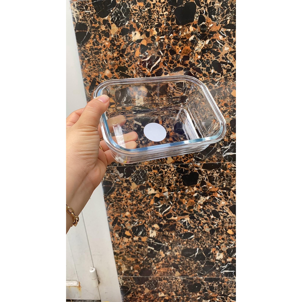 Hộp Thủy Tinh Chịu Nhiệt 640ml Nắp Đỏ - Nắp Gài Có Ron Chống Tràn - Hộp Đựng Thực Phẩm