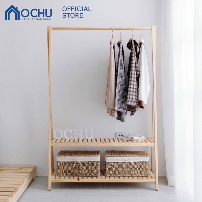 kệ mắc áo chữ A loại 1 tầng và 2 tầng gỗ tự nhiên