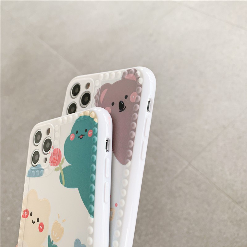 Ốp lưng iphone - Ốp iphone viền chấm bi Khủng long thỏ Koala 7plus/ 8plus / x / xs / xs max / 11 /11 promax Dino Case