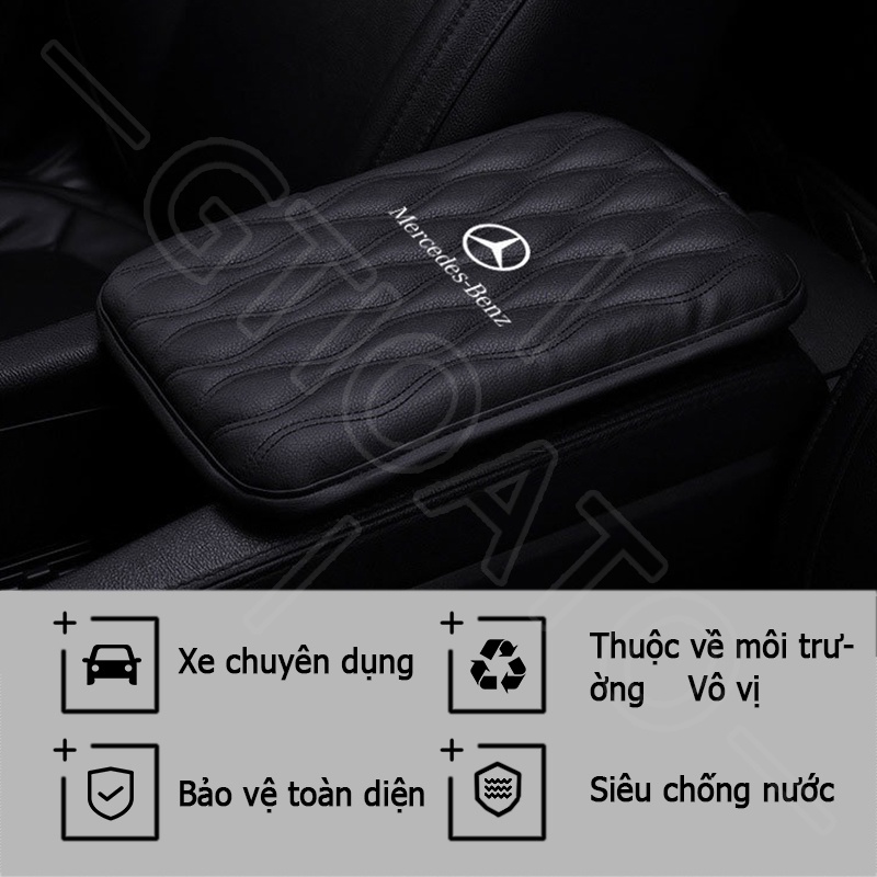 GTIOATO Đệm Tì Tay Ô Tô Đệm Da Lót Hộp Tỳ Tay Đệm Tỳ Tay Ô Tô Lót Hộp Tỳ Tay Ra ChốNg ThấM Đệm Kê Tay Cho Xe Hơi ĐệM Tỳ Tay Trang Trí NộI ThấT Ô Tô Cho Mercedes Benz W124 W204 C300 GLC300 W212 S500 Benz AMG W205 W203 E300 CLA AMG G63 W202