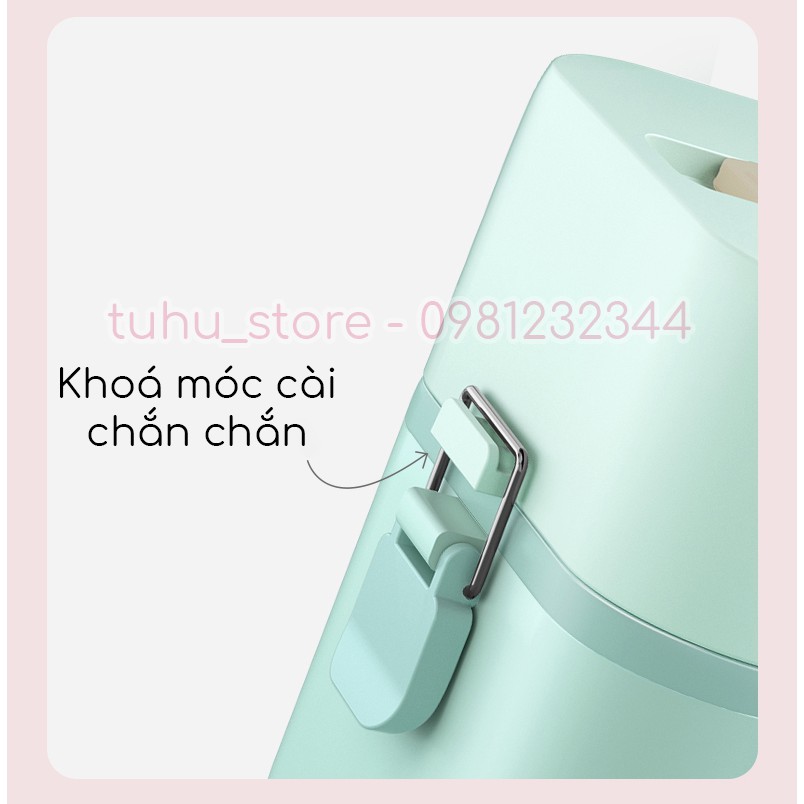 Hộp Cơm Điện Bear 2 Màu Pastel Xanh / Hồng Có 2 Khay Đựng Inox 304 2 Ngăn Riêng Biệt Có Nắp Đậy Dung Tích 1.2L