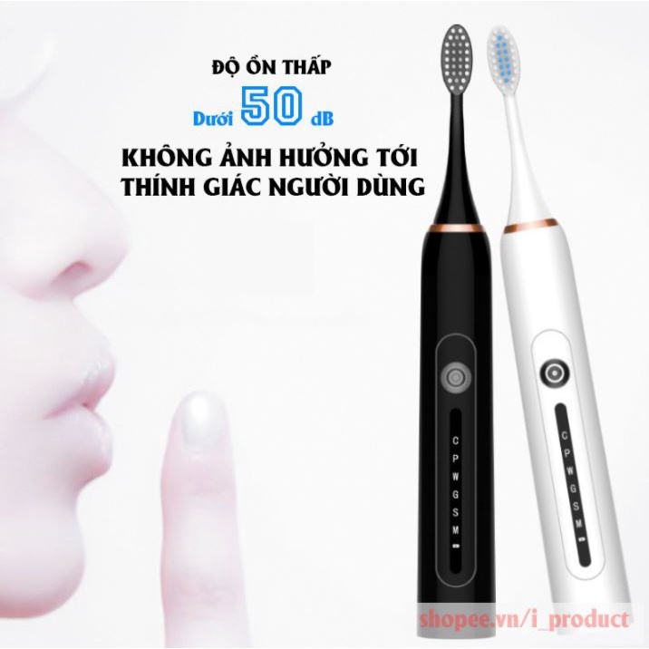 Bàn chải điện Sonic X7 cao cấp, Bàn chải đánh răng điện công nghệ châu Âu 6 chế độ rung bản 2021