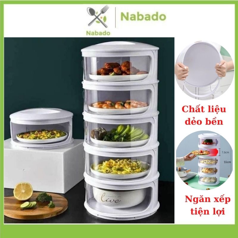 Lồng bàn 5 tầng giữ nhiệt Hộp đựng thức ăn tiện lợi chống bụi nhựa cao cấp