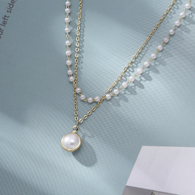 Vòng cổ Bella925 dây chuyền 2 lớp đính ngọc trai nhân tạo sang trọng tặng 1 hộp đựng trang sức