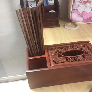 Hộp đựng giấy ăn gỗ Hương 3 ngăn