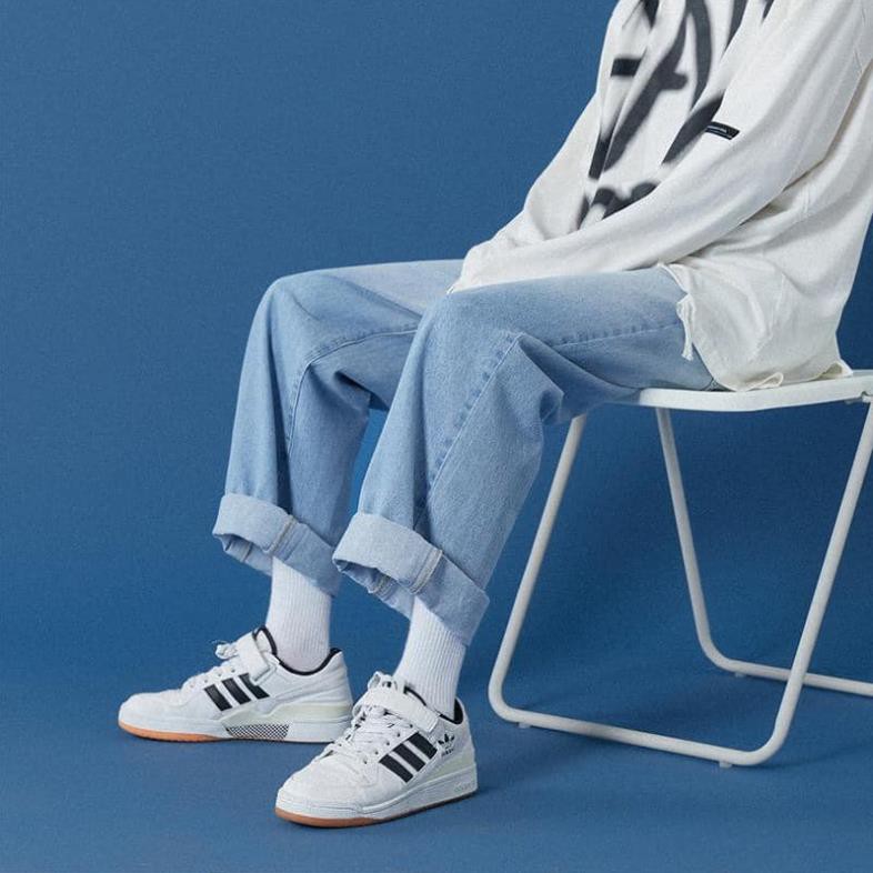 Quần jeans nam baggy ống rộng phong cách Hàn Quốc V12 - Kiểu quần bò nam nữ form rộng unisex Đẹp