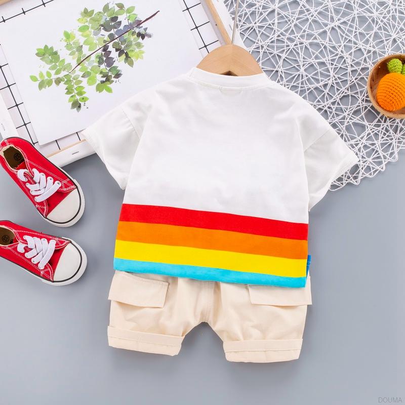 Bộ áo thun in họa tiết hoạt hình và quần đùi cho bé trai