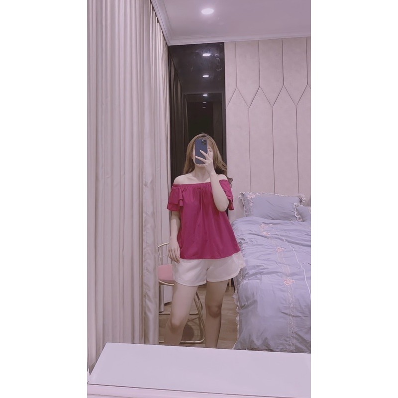SNU167 - SET NỮ ÁO TÍM HỒNG TRỄ VAI MIX SOOC PHỒNG