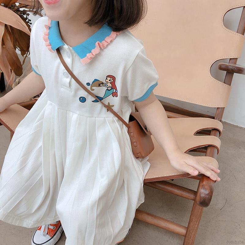 Đầm Bé Gái Tay Ngắn 1-6 Tuổi In Hoạt Tiết Hình Hoạt Hình