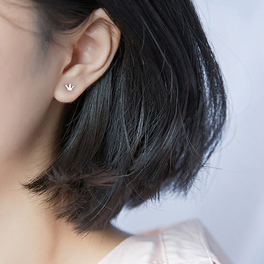 Bông tai Bạc ý 925 vương miệng hoa tai nữ thời trang