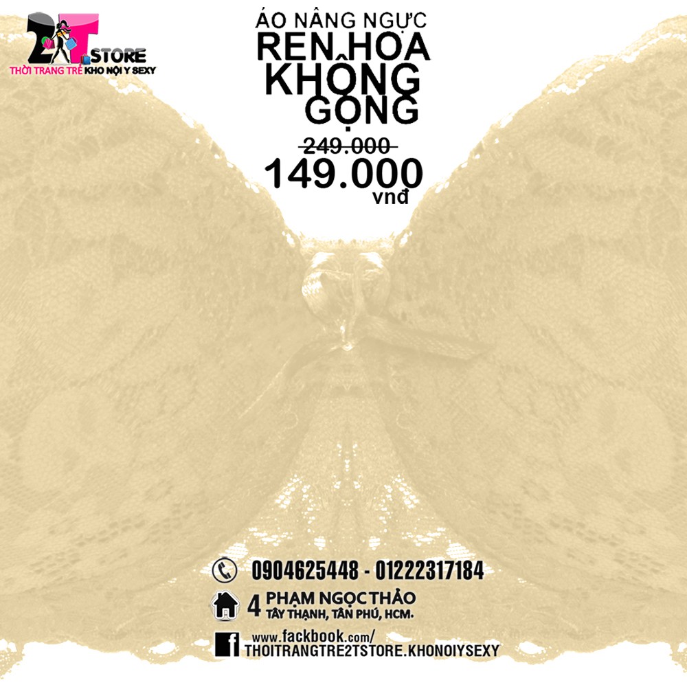 Áo Nâng Ngực Cotton Không Gọng Phối Ren (Kem)