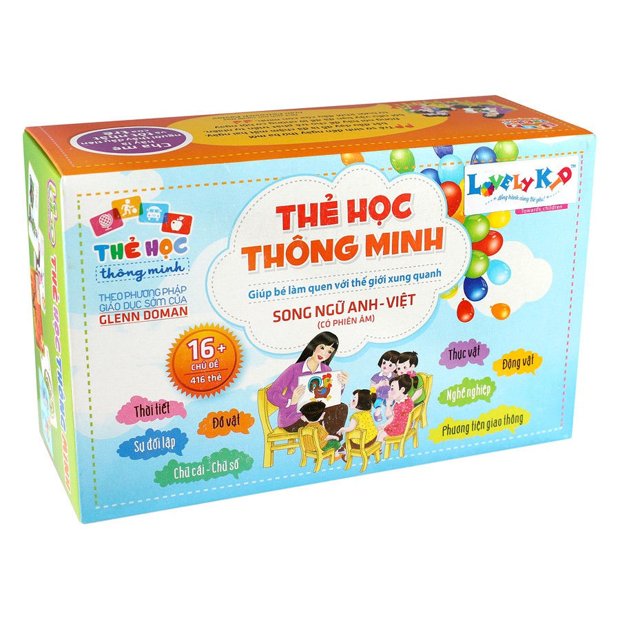 Bộ thẻ học song ngữ 16 chủ đề 416 thẻ thông minh Flashcard cho bé