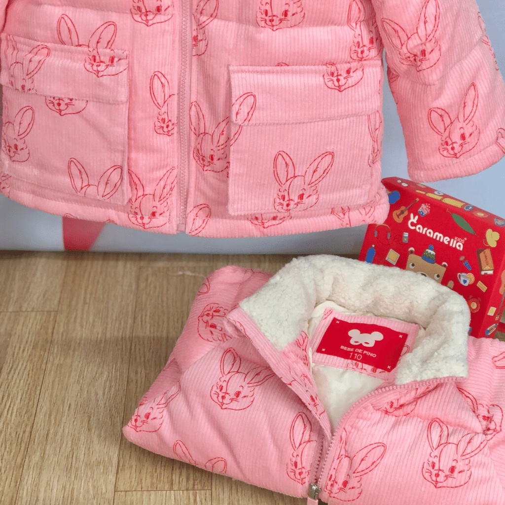 Áo khoác cho bé gái Bebe De Pino áo khoác nhung tăm xuất Hàn cho bé 4-7 tuổi-DA2311