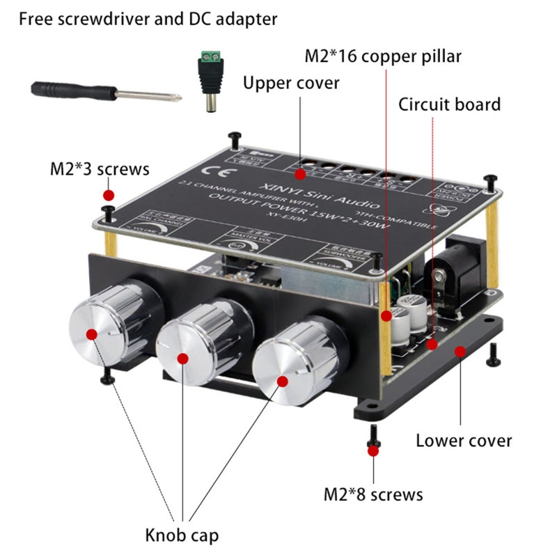 Bảng mạch khuếch đại âm thanh siêu trầm kênh 2.1 DC9-24V