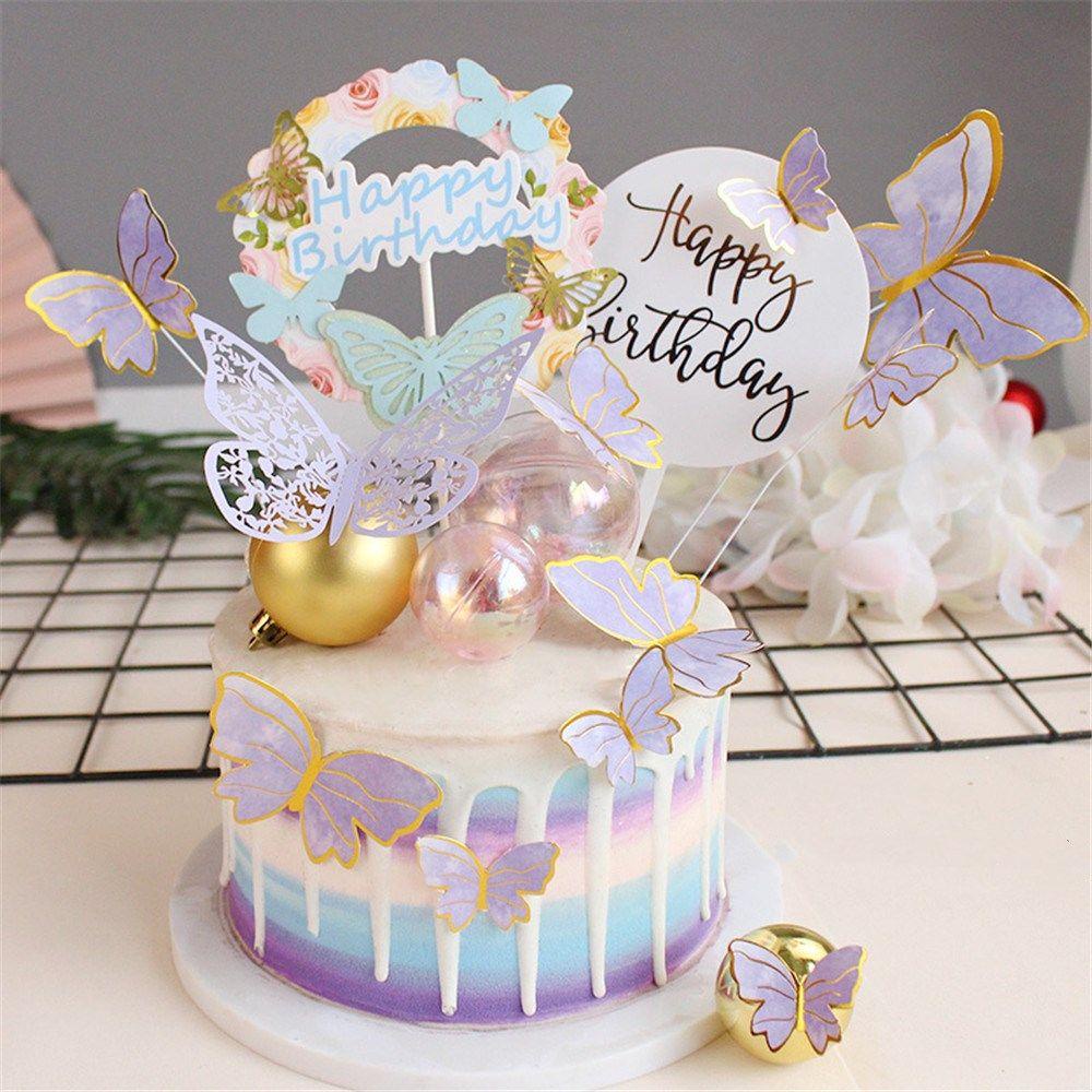 NIUYOU 1 Set Que Cắm Trang Trí Bánh Chữ Happy Birthday