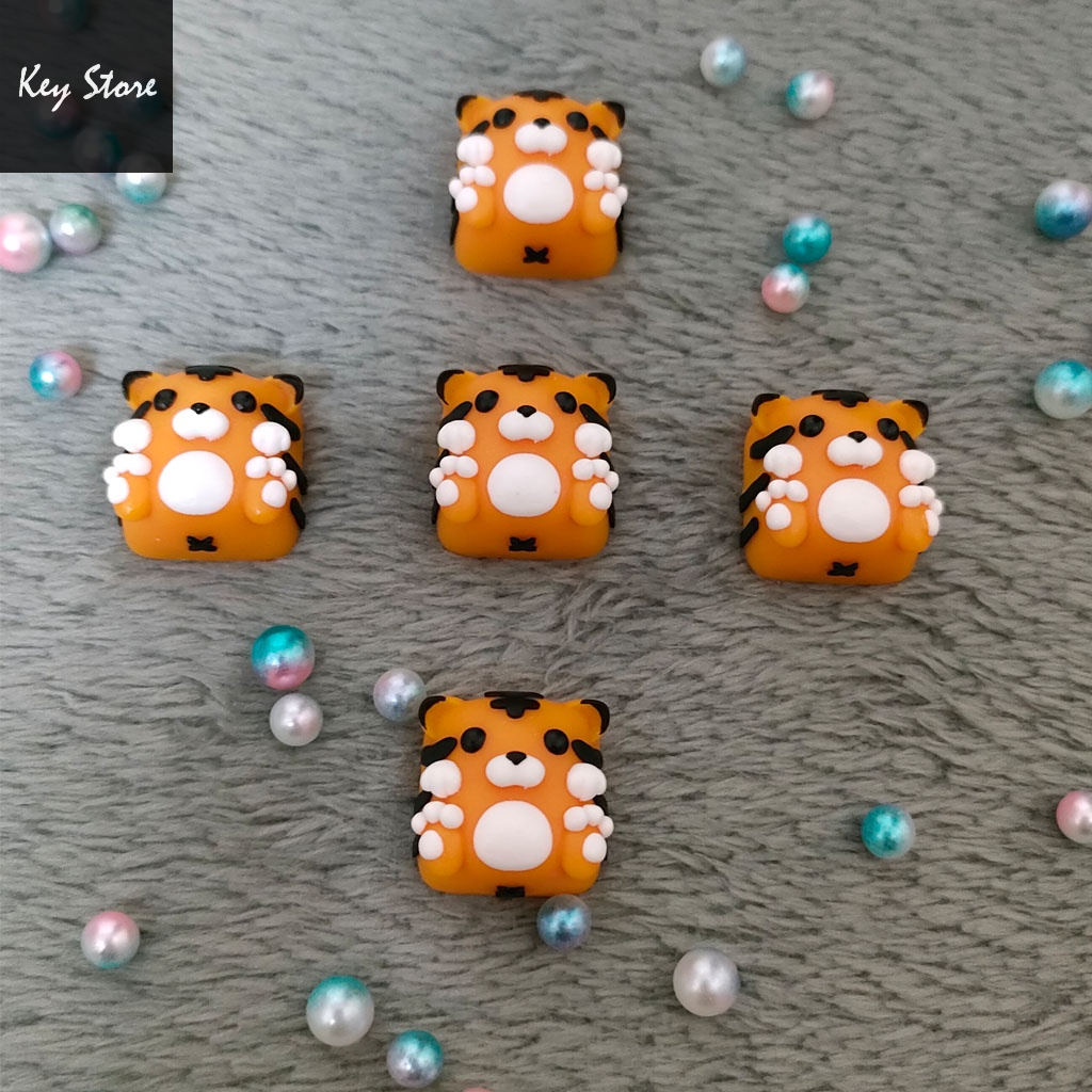 Nút bàn phím cơ artisan keycap gấu tigo màu vàng