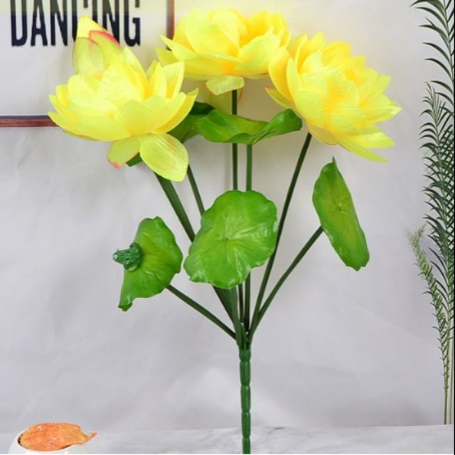 CHÙM HOA SEN GIẢ LỤA LỚN 3 BÔNG 1 NỤ NGUYÊN LIỆU CẮM HOA TRANG TRÍ