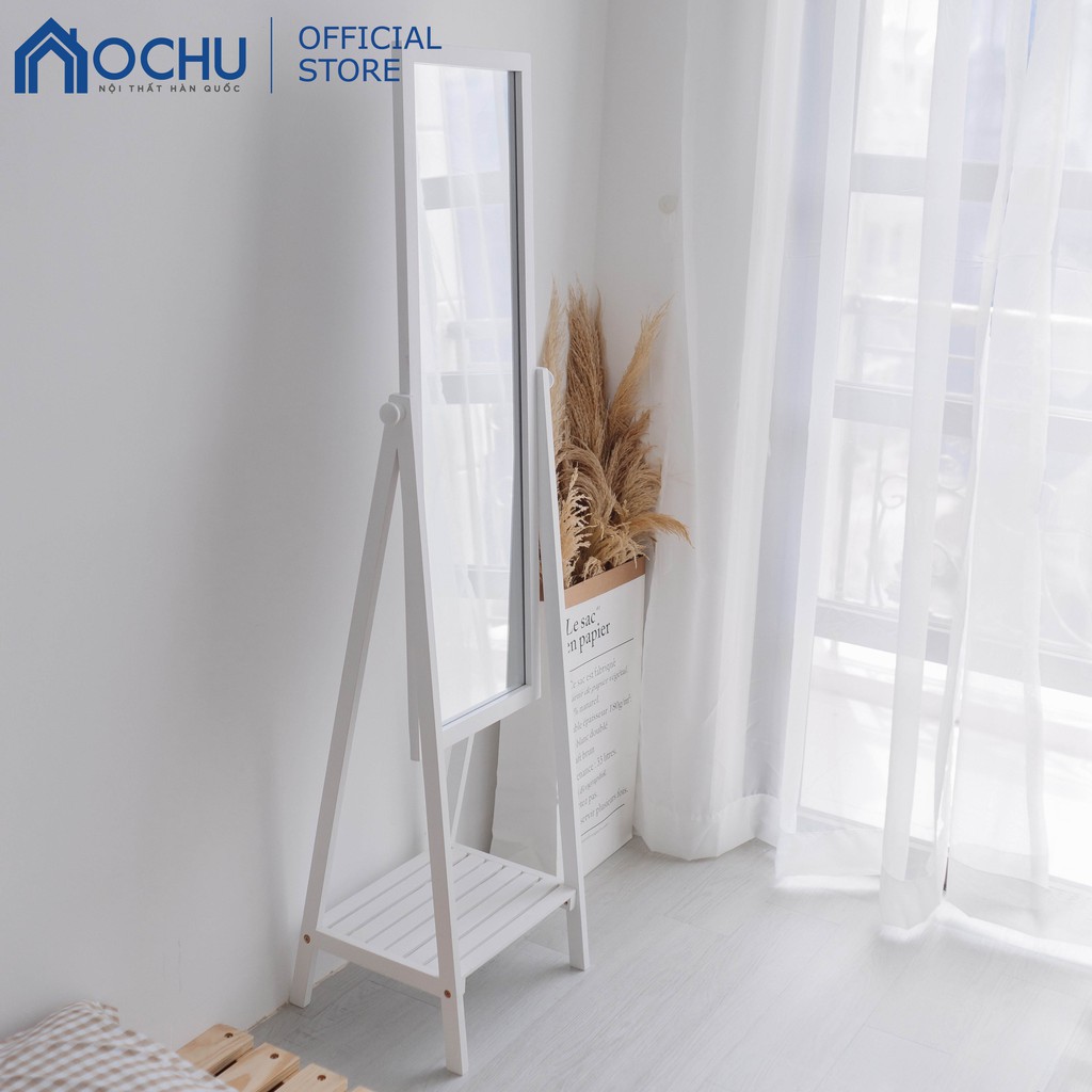 Gương Kệ Soi Toàn Thân Khung Gỗ OCHU - Mirror Shelf - White