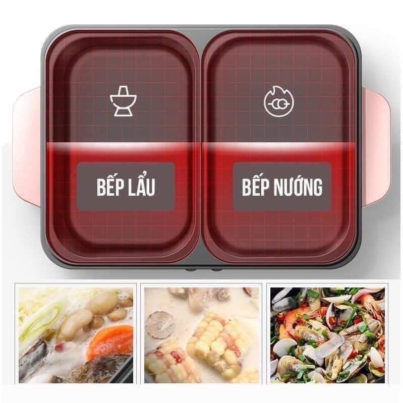 💥BẢO HÀNH 12 THÁNG💥 Bếp lẩu nướng 2 ngăn Đa năng mini, điều chỉnh nhiệt độ, chống dính cao cấp 💥SIÊU HOT💥