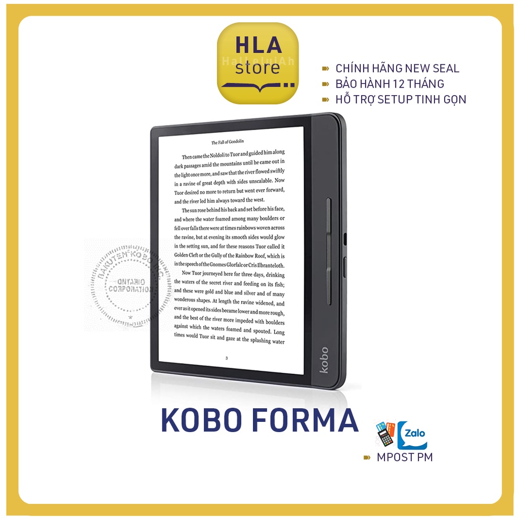 Máy đọc sách Kobo Forma 8Gb - nguyên seal - bảo hành 1 năm - hỗ trợ cài đặt online