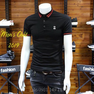 Áo thun cổ trụ body, thêu logo chất vải xịn
