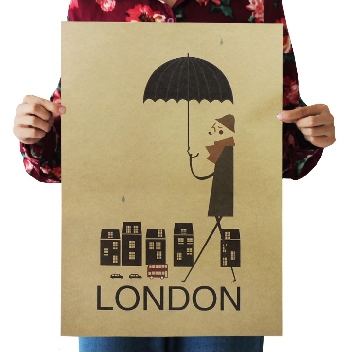 Poster London hình booth London trang trí quán cà phê/điện thoại