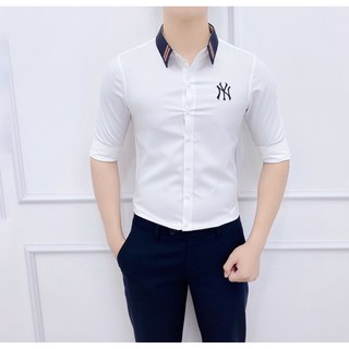 Áo Sơ Mi Trắng Nam Logo Thêu NY Chất Liệu Mền mịn