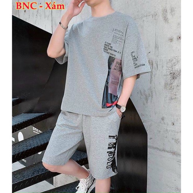 Bộ nam thể thao.Bộ nam unisex phong cách Hàn quốc .chất vải cotton cao cấp 3 màu .mã bnC