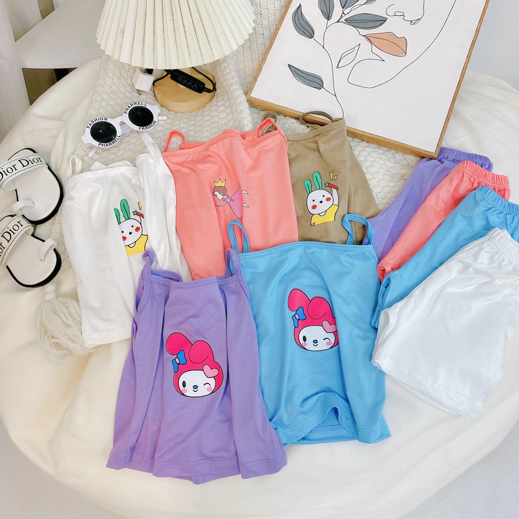 Bộ Hai Dây Hình In Mặt Thú Cưng Cho Bé Chất Liệu Vải Thun Lạnh Co Giãn Đủ Size Từ 7-18Kg VNXK Nhật-Hàn
