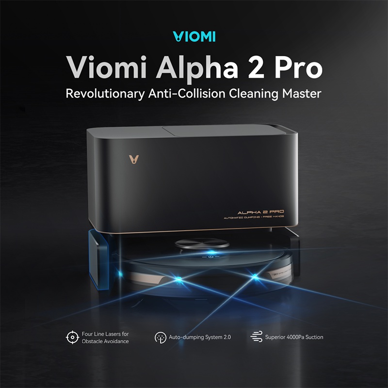 Robot Hút Bụi Lau Sàn Thông Minh Viomi Alpha 2 Pro Phát Hiện 150 Chướng Ngại Vật, Túi Đựng Than Hoạt Tính
