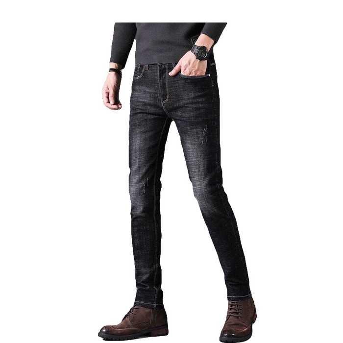 [Mã LTP50 giảm 50000 đơn 150000] Quần dài jean nam basic LB, jean co giãn cắt rách gối,size 28-34, QJSH1991