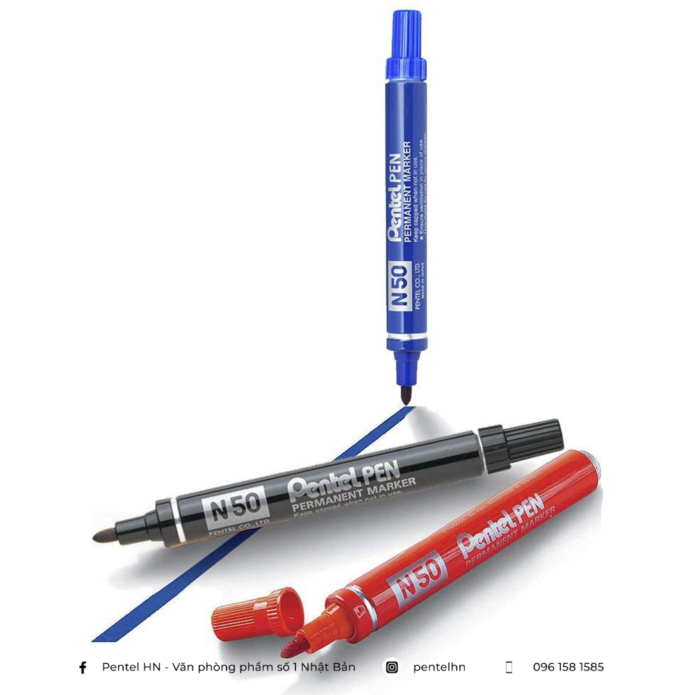 Bút Dạ Dầu Pentel N50 [CHỨNG NHẬN ROHS] | Mực Nhanh Khô, Không Nhòe Khi Thấm Nước | Viết Được Trên Nhiều Chất Liệu