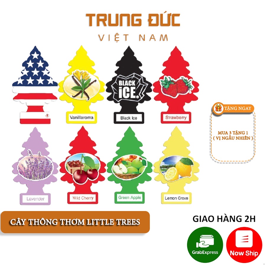 Cây thông thơm Little Trees TRUNGDUCVN khử mùi ô tô, phòng ngủ, tủ quần áo – Thay Thế Nước Hoa Ô Tô