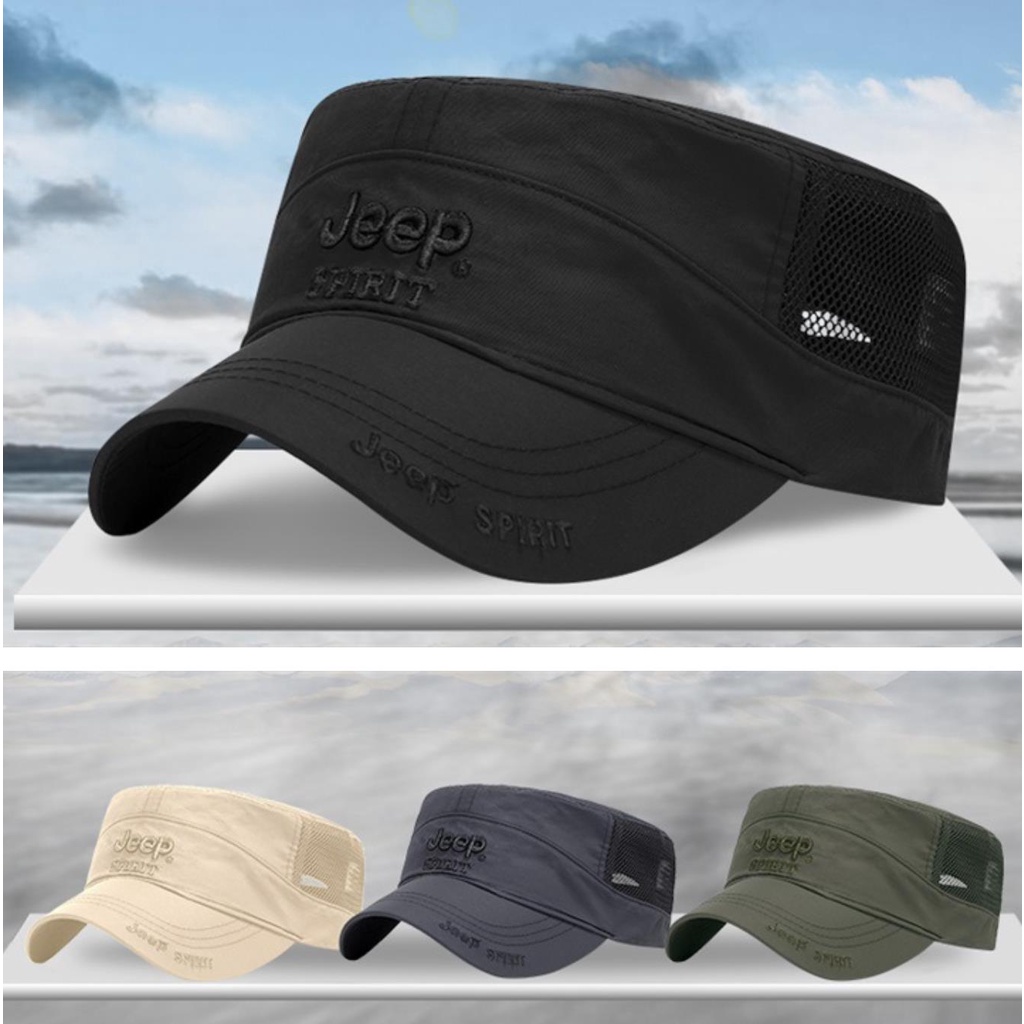 Jeep Spirit  Mũ Lưỡi Trai  Nam Và Nữ Màu Trơn Phối Lưới Thời Trang Mùa Hè