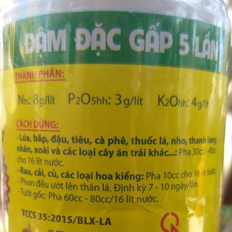 Phân Bón Lá Ba Lá Xanh Grow 16-16-8 Đậm Đặc Gấp 5 Lần (chai 500ml)