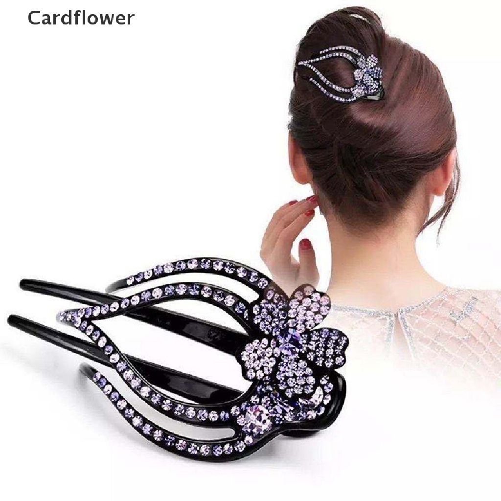 &lt; Cardflower &gt; Kẹp Tóc Càng Cua Lớn Đính Đá Pha Lê Mới Cho Nữ