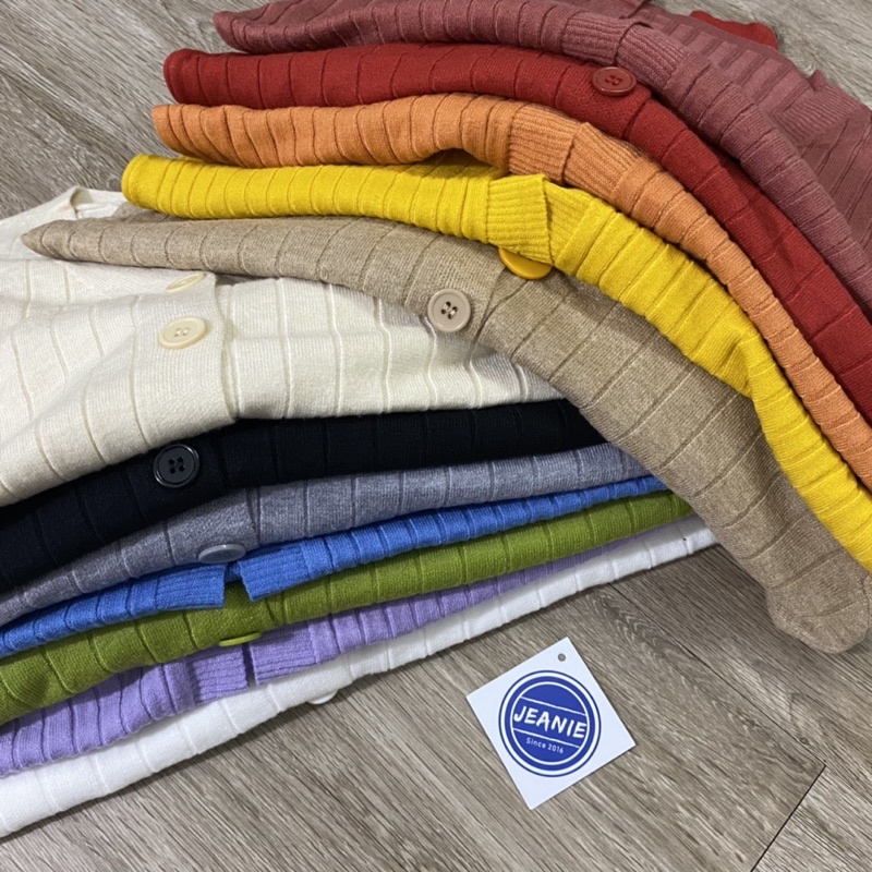 Áo len cardigan trơn JEANIE, áo khoác croptop chất len mỏng mịn không dão nhiều màu, hàng Quảng Châu