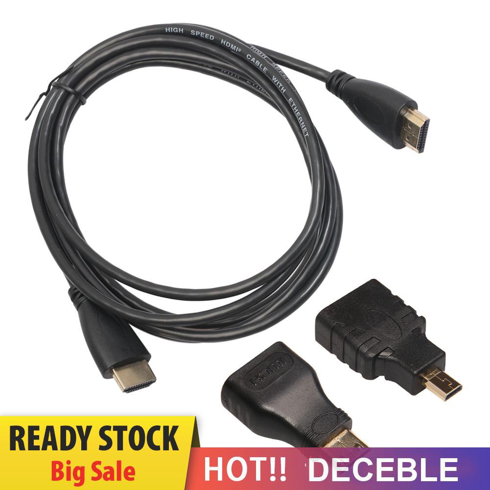 Deceble High Speed HDMI-compatible to HDMI-compatible Male Cable + Micro HDMI-compatible Adaptor+ Mini HDMI-compatible