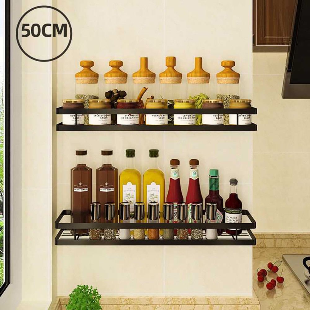 Kệ gia vị Inox dán tường 30/40/50cm gạch men Kệ để đồ nhà tắm, nhà bếp kèm keo dán và đinh ốc | BigBuy360 - bigbuy360.vn