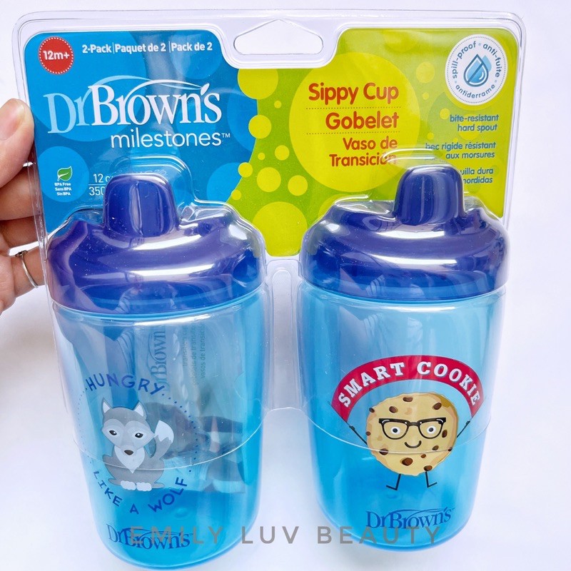 Bình tập uống chống đổ Dr Brown’s cho bé 12m+ 350ml