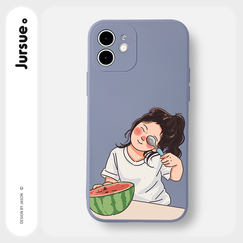 Ốp lưng JURSUE hoạt hình cặp đôi dễ thương đẹp Cho iPhone 13 12 11 Pro Max SE 2020 X XR XS 8 7 ip 6S 6 Plus kute Y2111
