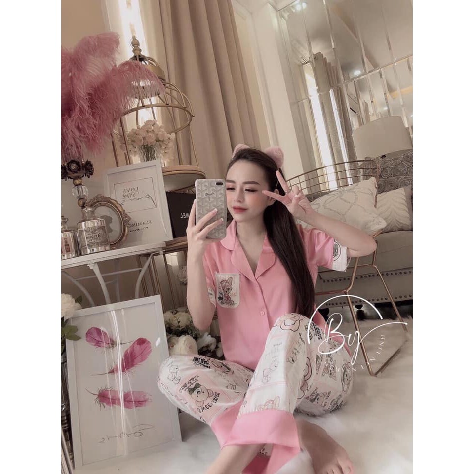 Pizama lụa satin in gấu phối túi TNQD | BigBuy360 - bigbuy360.vn