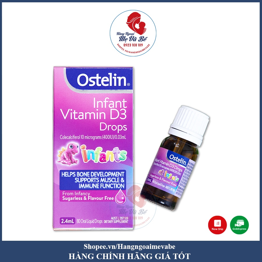 Vitamin D3 Drops Ostelin Úc dạng nhỏ giọt 2.4ml cho bé [Date 07/2022]