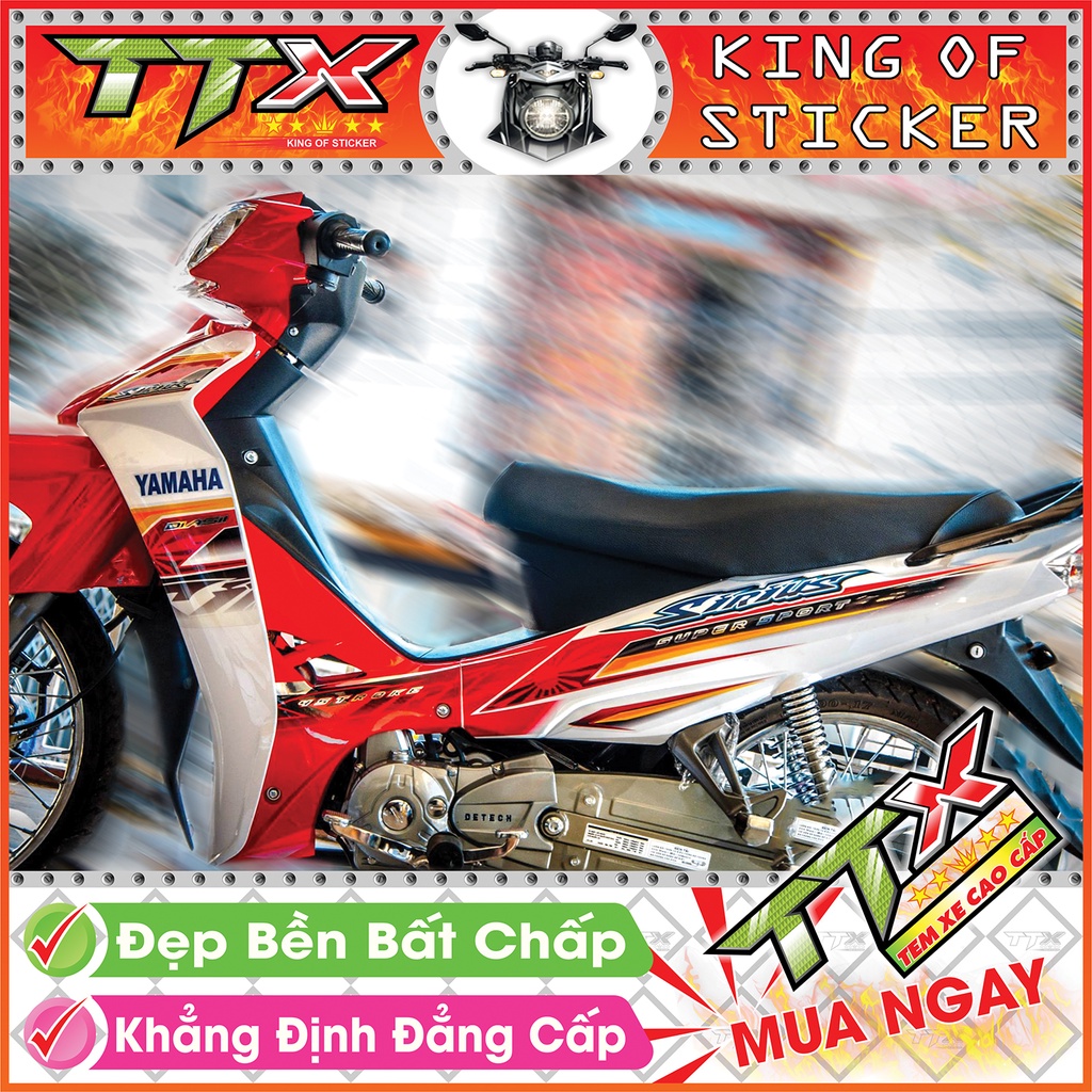 Tem sirius mặt trời nhỏ , Tem xe phụ kiện sirius màu đỏ nền trắng siêu đẹp , Shop TTX Team chế sirius mã (S0008/00)