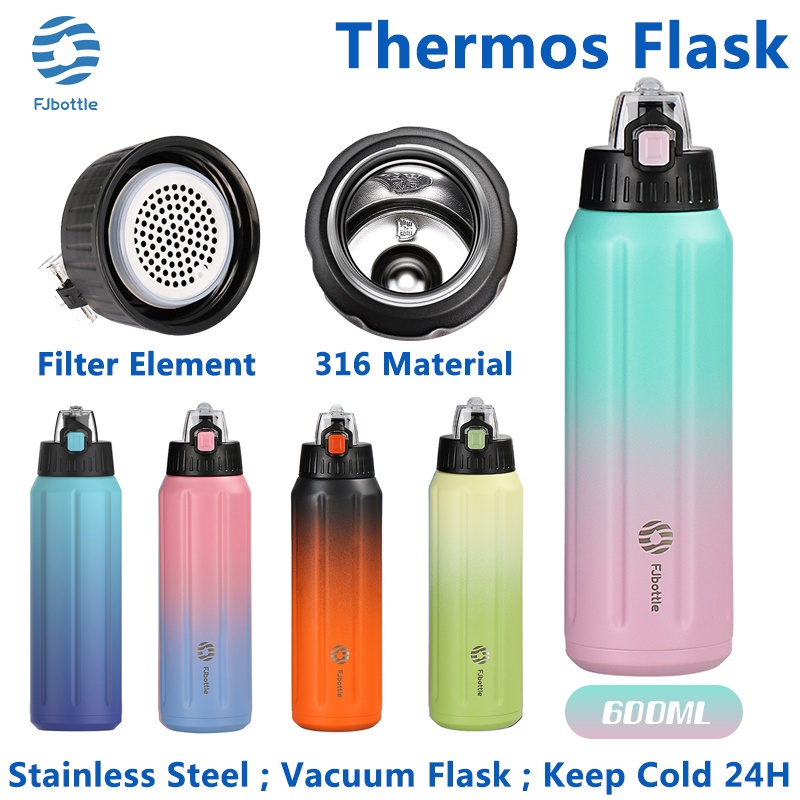 Bình Nước Giữ Nhiệt Hai Lớp FJBOTTLE Bằng Thép Không Gỉ 600ml/20oz - Màu xanh hồng