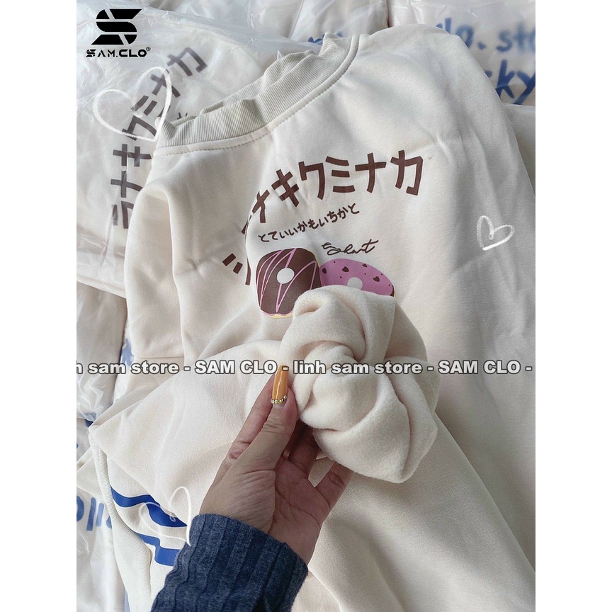 Áo sweater SAM CLO nữ nỉ tay dài ulzzang thu đông freesize dáng unisex in CHỮ NHẬT VÀ GẤU SKY
