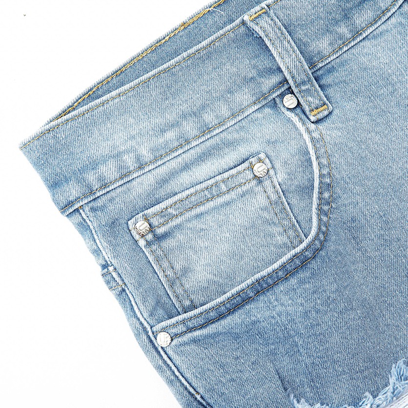 Quần Short Jean Nam ICON DENIM Light Blue Wash W Rips