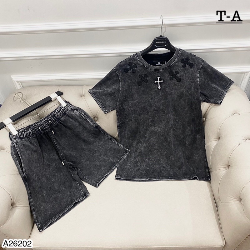 Bộ Quần Áo Nam Thêu Hình Chữ Thập Siêu Đẹp - Bộ Quần Áo Nam Loang Chất Cotton Siêu Mát